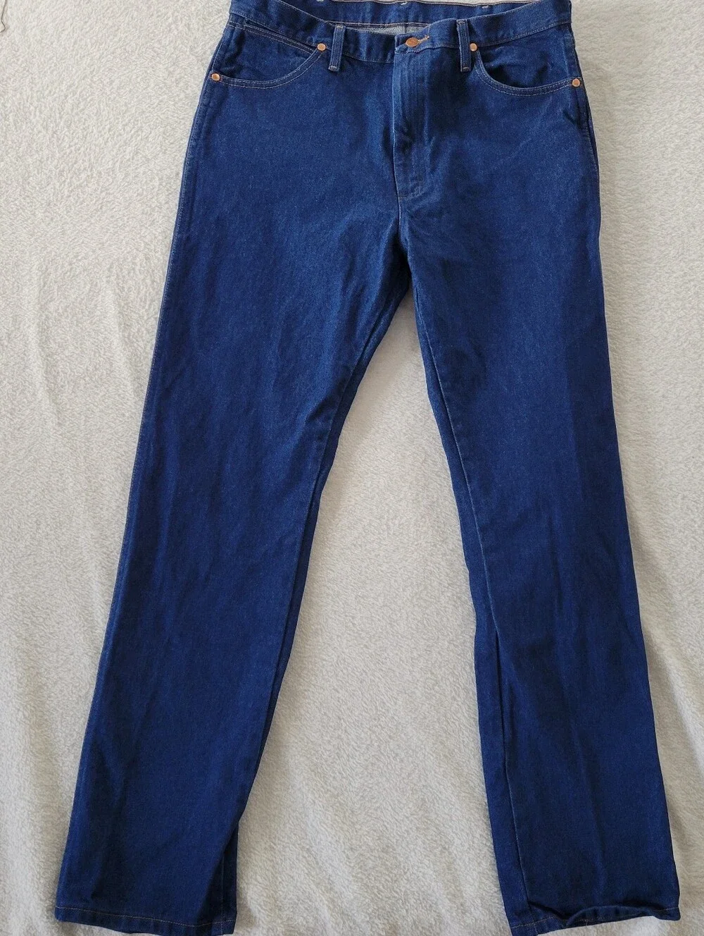 Wrangler Jeans 13MWZ Cowboy Cut Mens Size 36 x34 Blue Orange Stitch Cotton Heavy